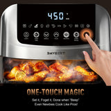 Stainless Steel Air Fryer Ceramic 12 in 1, Dual-Blazes in Steel Housing, 6QT 2-3 Servings Visible 8.27" Basket (Silver)