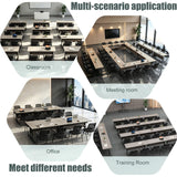 JFazzruit Folding Conference Room Table with Wheels,Modular Conference Tables Seminar Table with Grommet,Stability Enhancement,Fold Up Rolling Conference Table for Office (6, Elm, 55.2IN/140CM)