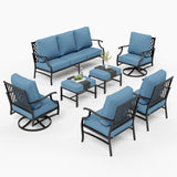 MIXPATIO 7-Piece Patio Conversation Set, Swivel Chairs, 2 Ottomans