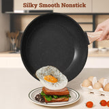 SODAY 17 Pcs Pots and Pans Set Non Stick Kitchen Cookware Sets Nonstick Induction Cookware Non-toxic Black Granite Cooking Tools