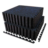 AIRHOP 0.56in Thick 96 Sq Ft Exercise Equipment Mats, 24Tiles Upgraded Rubber Top with High Density EVA Foam, Large Interlocking Puzzle Gym Flooring for Home Gym, Heavy Weight Workout, Black & Blue
