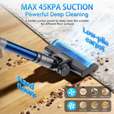 BlueEpic Cordless Vacuum Cleaner, 45KPA 45Mins Rechargeable Vacuum Cordless, Stick Vacuum with 2 Adjustable Modes, Handheld Vacuum for Home/Pet Hair/Carpet/Floor