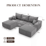 115" Modular Sectional Sofa, U Shaped Cloud Boneless Couch Grey