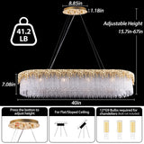 kvtinmty L40 Crystal Rectangle Chandeliers for Dining Room, 12-Light Gold Rectangular Chandeliers Over Table, Modern Linear Chandeliers for Kitchen Island, Living Room