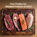 Sync Gold Wireless WiFi Meat Thermometer, 4 Slim Probes, 6 Sensors, 10x Stronger Signal, ±0.5℉ Accuracy, Smart Base Direct Setup, Reliable Reading