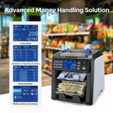 MUNBYN IMC08 Dual Money Counter Machine Mixed Denomination with Reject Pocket, Value Counting, Counterfeit Detection 2 CIS/UV/MG/IR, Sort&Print Enabled Cash Counter, Mixed Bill Counter (White)