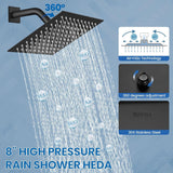 MTTCLE Shower Faucet Set with Tub Spout, 8 Inch Square Wall Mounted Rainfall Shower Head with Rough-in Valve Body, Bathroom Shower Trim Kit Single Function RV Shower System(Matte Black)