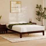 Nectar Bamboo Platform Bed Frame - Queen - Walnut - Floating Center Support Legs - 12” Height - Easy Tool Free Set Up - Contemporary and Durable - Sturdy Wooden Support Slats - Holds Up to 800 Pounds