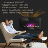 HOMCOM 29" Electric Fireplace, Wall Mounted Fireplace with 7 Adjustable LED Flame Colors, Remote Control, Fireplace Heater for Living Room, 1450W, Black