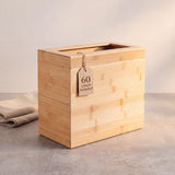 Varnuix Bamboo Trash Can with Bin Liner Built-in Frame and Premium Lid - Wooden Bathroom Trash can, Bamboo Wastebasket for Bathroom, Bedroom, Living Room, Kitchen or Office