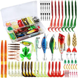 71Pcs Fishing Lures Kit, Fishing Tackle Box Fishing Baits Including Crankbaits for Bass, Salmon for Freshwater and Saltwater, Fishing Accessories Fishing Gear, for Dad Men