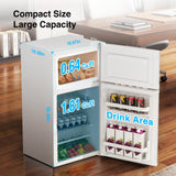 Kismile 2.5 Cu.Ft Mini Fridge with Freezer, Double Door Compact Refrigerator, 3-Level Mechanical Thermostat, Reversible Door&Removable Shelves, Quiet Fridge Ideal for Office, Apartment, Dorm, White