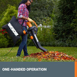 WORX 12 Amp Trivac 3-in-1 Electric Leaf Blower/Mulcher/Vacuum WG509 Metal Impeller for Fine Mulching