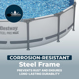 Bestway Steel Pro MAX 14' x 33" Round Above Ground Swimming Pool Set, 530 GPH Filter Pump, Tritech Puncture Resistant Liner, ClickConnect Steel Frame, Gray
