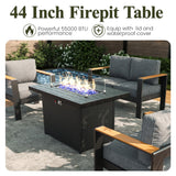 LayinSun 4 Piece Aluminum Outdoor Furniture Set with Fire Pit Table