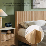 T4TREAM Fluted King Bed with Headboard and Storage Bench, Natural Oak