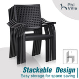 PHI VILLA 5pc Outdoor Table Set w/Umbrella, Round Metal Table & Chairs