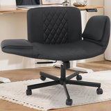 Criss Cross Chair with Wheels & Adjustable Armrests, PU Leather Computer Vanity Desk Chairs for Home, Office