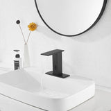 GGStudy Automatic Sensor Matte Black Touchless Bathroom Sink Faucet Black Vanity Waterfall Bathroom Water Tap with Control Box and Temperature Mixer