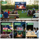 VntB Projector Screen and Stand, 180 inch Outdoor Projection Screen 15 FT Large Portable Movie Screen Wrinkle-Free 16:9 4K Rear Front Foldable Washable with Carry Bag for Backyard Theater Movie Night