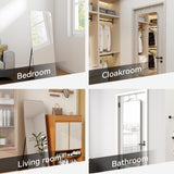 SCWF-GZ 57x20 Door Hanging Full Length Mirror, Floor Stand (Height 5.7ft just Body in1.3ft) Wall Mounted Metal Frame Rectangle Dressing Mirrors for Bedroom Room 57 inch Silver
