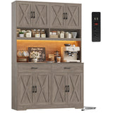 HOSTACK 75" Tall Kitchen Pantry Storage Cabinet, 45" W Hutch Cabinet, Grey