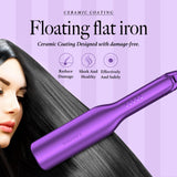 Laurenza 2-in-1 Hair Straightener & Curler, 2 Inch Plate, 8.5" Extra-Large Ceramic Iron with 20M Anions (Purple)