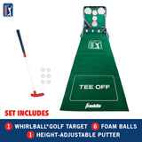 Franklin Sports PGA Whirlball Putting Green Golf Game - Golf Putter Game Set with Whirlball Target + Putting Matt - Adjustable Putter & 6 Foam Balls - Fun Indoor Set for Adults + Kids
