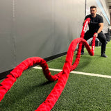 Meister Beast Professional Sheathed Battle Rope for Strength & Conditioning Gym Workouts - 2.5" Diameter - Red Meister
