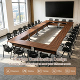 4Pack Folding Conference Room Tables,Modular Mobile Conference Table,Dynamic Joinable Seminar Training Table,Stackable Office Meeting Tables for Classroom Training Center Library(4,Walnut,47.2in)