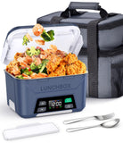 Docusvect Rechargeable Heated Lunch Box for Men, 1.3L Cordless Electric Lunch Box for Adults with Smart Scheduled Heating, Portable Food Warmer with Complete Accessories