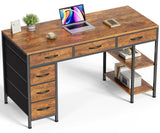 Huuger Computer Desk with 6 Drawers, Office Desk with Shelves
