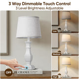 ROTTOGOON Dimmable Table Lamps Set of 2, Rustic Farmhouse Table Lamps for Living Room Bedroom, Bedside Desk Lamps for end Tables, Touch Lamps for nightstand, 9W Bulbs Included, 22", White