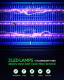 Buzbug LED Bug Zapper Indoor, 3 Efficient 50000H LED Bulbs, Energy Saving & Dual Band Attraction, High-Voltage Electric Mosquito Zapper, Fly Trap Mosquito Trap, Fly Killer Fly Zapper -MA009