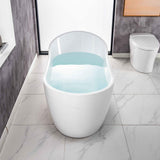 WOODBRIDGE 54" Acrylic Freestanding Bathtub Contemporary Soaking White Tub with Matte Black Overflow and Drain,B0006-MB
