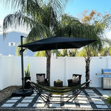 PURPLE LEAF Patio Umbrella 9' x 11.5' Rectangle All-Day Shade Control Black