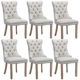 MOOLSUN Linen Dining Chairs Set of 6, High Back Side Chairs, Modern Padded High-End Tufted Upholstered Chairs with Button-Tufted Back & Rear Pull Tabs, Solid Wood Legs F-Beige(Solid Wood Legs)