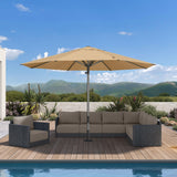 PURPLE LEAF Commercial Market Table Umbrella 13 FT Semi Auto Lift, Beige