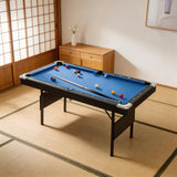 KEIKI 5.3FT Foldable Pool Table for Small Spaces, Portable Billiards Table with Cue Sticks & Balls, Indoor Game Table for Home, Blue & Black
