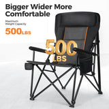 ALPHA CAMP Heavy Duty High Back Camping Chairs 500LBS Capacity Oversized Folding Chair Outdoor Chair with Headrest,Lawn with Side Pocket for Lawn, Sports and Fishing,2PC