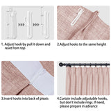 Macochico Extra Wide Pinch Pleated Linen Curtains for Sliding Door Patio Doors with Tieback, Natural Living Room Bedroom Curtain Privacy But Let Light in, 120”Wx96”L, Coral, 1 Panel