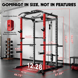 Goimu C1-V4 Power Cage, 2000LBS Squat Rack with LAT Pulldown, Multi-Function Weight Cage Strength Training Machine, Workout Cage (RD Home Gym Package)