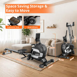 pooboo Rowing Machines for Home, Magnetic Rowing Machine with Adjustable Resistance, Folding Rower Machine of Quiet, 350lbs Weight Capacity, Comfortable Seat Cushion, LCD Monitor, App Support