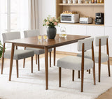 BONBEUR Wooden Dining Chairs Set of 4, Modern Farmhouse Upholstered Kitchen Side Chairs with Linen Fabric and Solid Rubberwood Legs, Open Backrest Dining Room Chairs, Grey