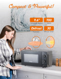 Commercial Chef 0.6 Cu. Ft. Countertop Microwave Oven, Mechanical Dial Controls, 700W, Pull Handle Door, 6 Power Levels, CHM660B, Black