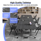 Folding Conference Table,Modular Training Table,4 Black Wood Grain 47.2in