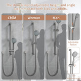 YUESIMATE 304 Stainless Steel Shower Slide Bar 28-Inch with Adjustable Handheld Shower Head and 59-Inch Hose, High Pressure 5 Setting Hand Shower with Wall Mount，Shower Slide Bar Combo, Brushed Nickel