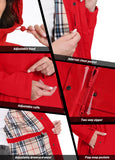 ATLASLAVA Women Rain Jacket Waterproof Raincoat with Hood Breathable Long Windbreaker Trench Coat Red L