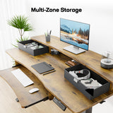 55" x 26" Electric Standing Desk with 2 Drawers & 26.7" Large Keyboard Tray, C-Clamp Mount Compatible