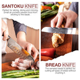 HouseWish 8 PC Chef Knives - High Carbon Stainless Steel Knives With Pakkawood Handles - Magnetic Strip Holder Included - Japanese Knife Set - Home & Professional Chef's Knife Set